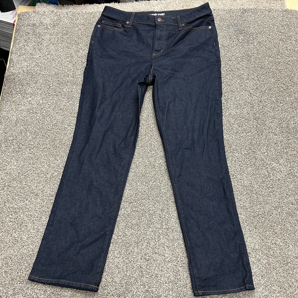 Lands' End Straight Jeans Womens 16 Dark Wash Stretch Sustainable Denim Pants